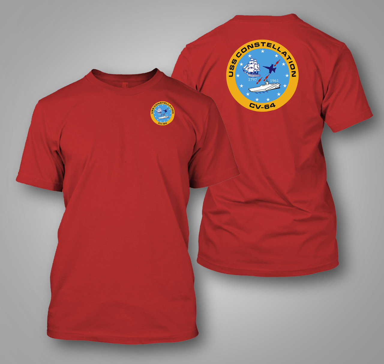 USS Constellation (CV-64) Aircraft Carrier Red T-Shirt